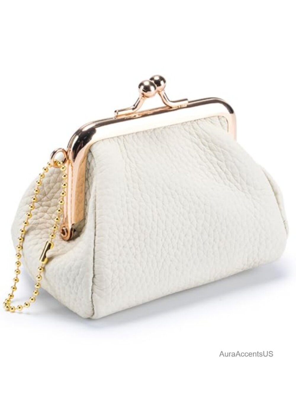 Genuine Leather Coin Purse for Women, Vintage Kiss Lock Change Bag Pouch, Small